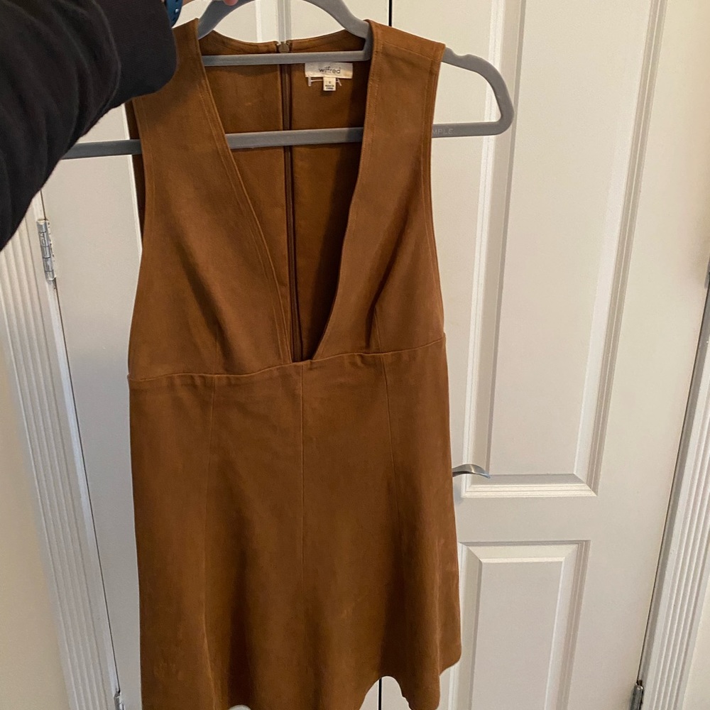 Wilfred Mini Suede Light Brown Dress - Deep V Cut. Worn once! Great condition